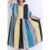 Bohemian patchwork linen cotton Wardrobes boutique Runway multicolor striped Robe Dress Summer