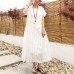 DIY linen quilting dresses Casual Linen Cotton Women Short Sleeve Stripe White Dress