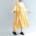 2021 yellow casual cotton dresses print  plus size sundress bracelet sleeved maxi dress