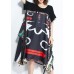 Classy black print clothes Drops Design patchwork asymmetric robes Summer Dress