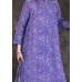 DIY purple print linen Long Shirts Fashion Neckline stand collar side open loose Summer Dresses